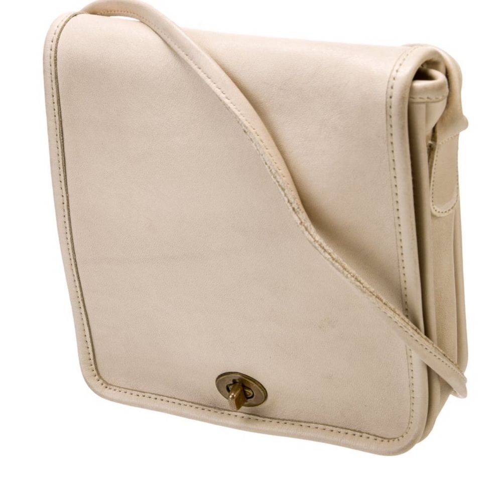 Coach Vintage y2k 90s Willis flap turnlock crossbody bag bone cream 8845 - Picture 2 of 15